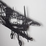 Wallity Airplane - APT322MS Escultura de Pared de Metal Negra